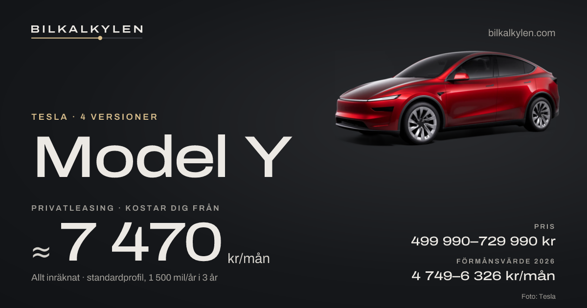 Tesla Model Y – vad kostar den per månad? Köpa, privatleasa eller ...